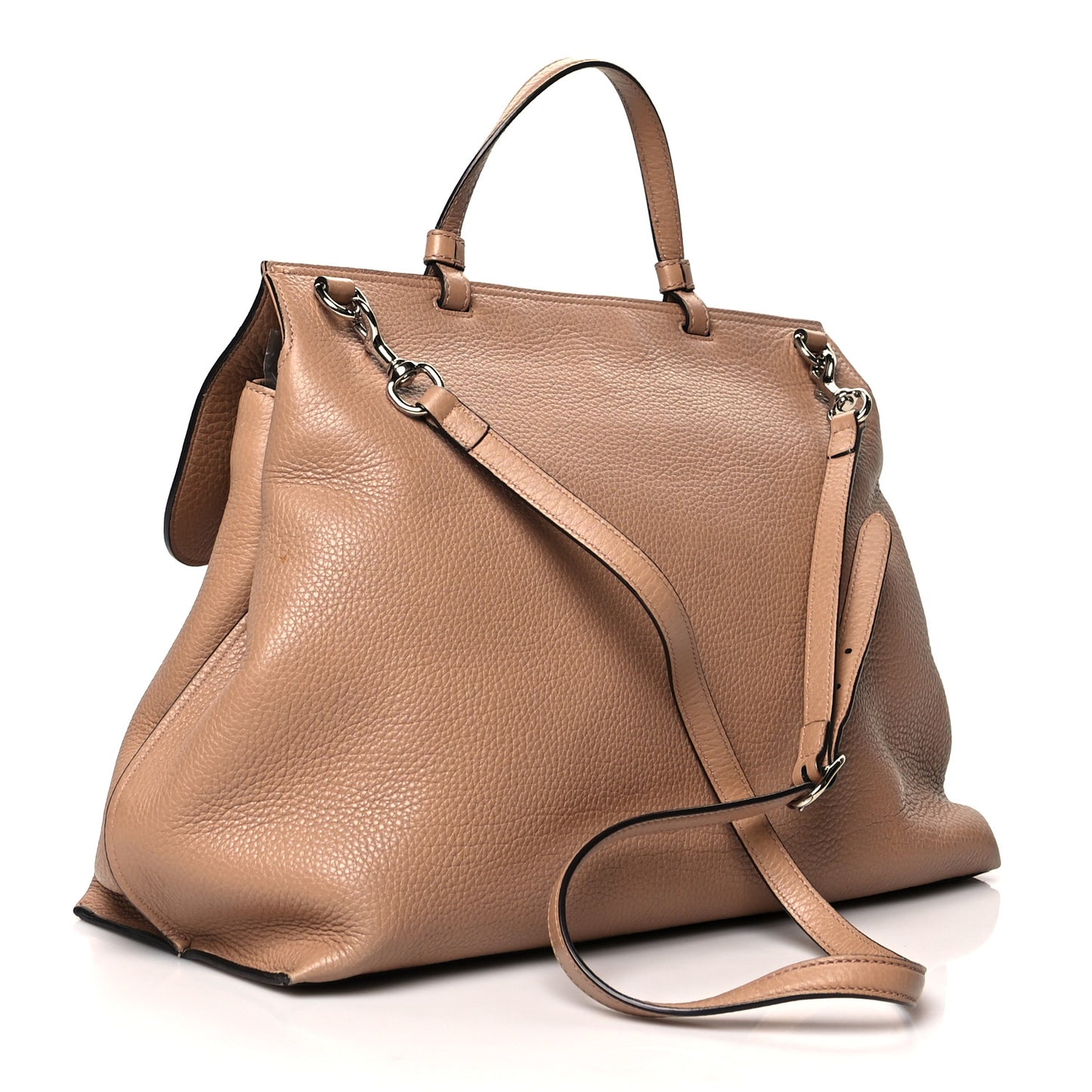 Cellarius Calfskin Large Bamboo Daily Top Handle Bag Camelia
