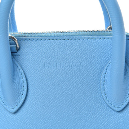 Balenciaga Signature Grained Calfskin Logo XXS Ville Top Handle Bag Baby Blue Black 7 of 12