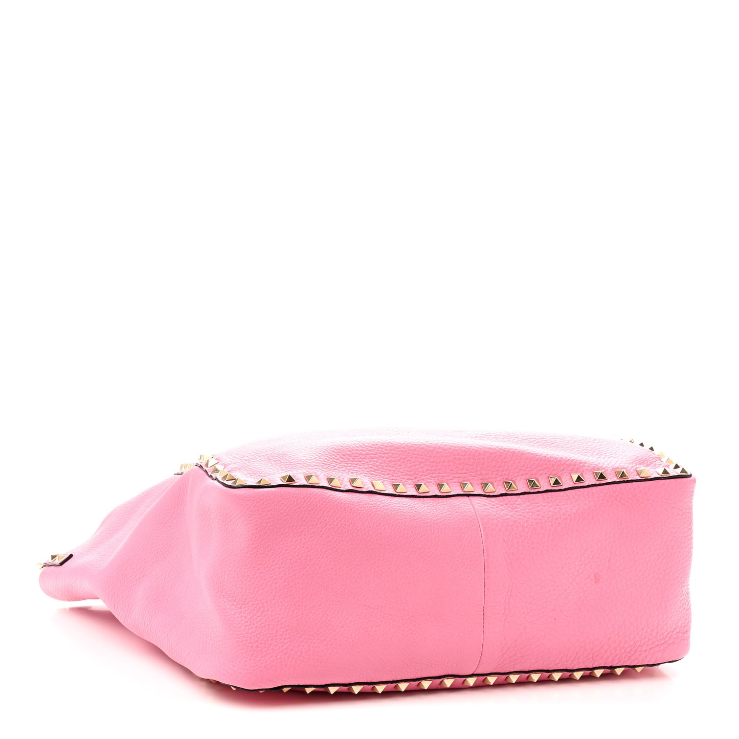 Grained Calfskin Medium Rockstud Reversible Tote Army Green Pink