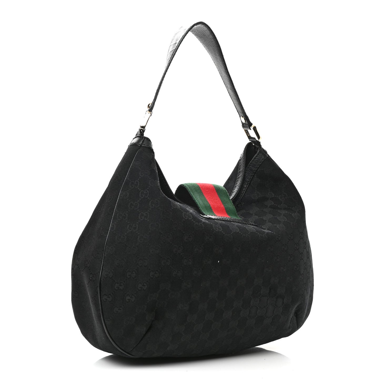 Monogram Large New Ladies Web Hobo Black