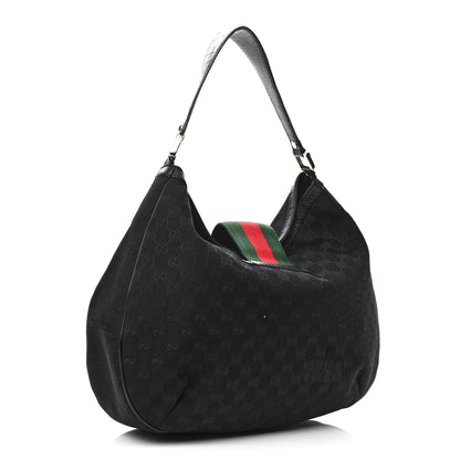 Gucci Monogram Large New Ladies Web Hobo Black 3 of 12