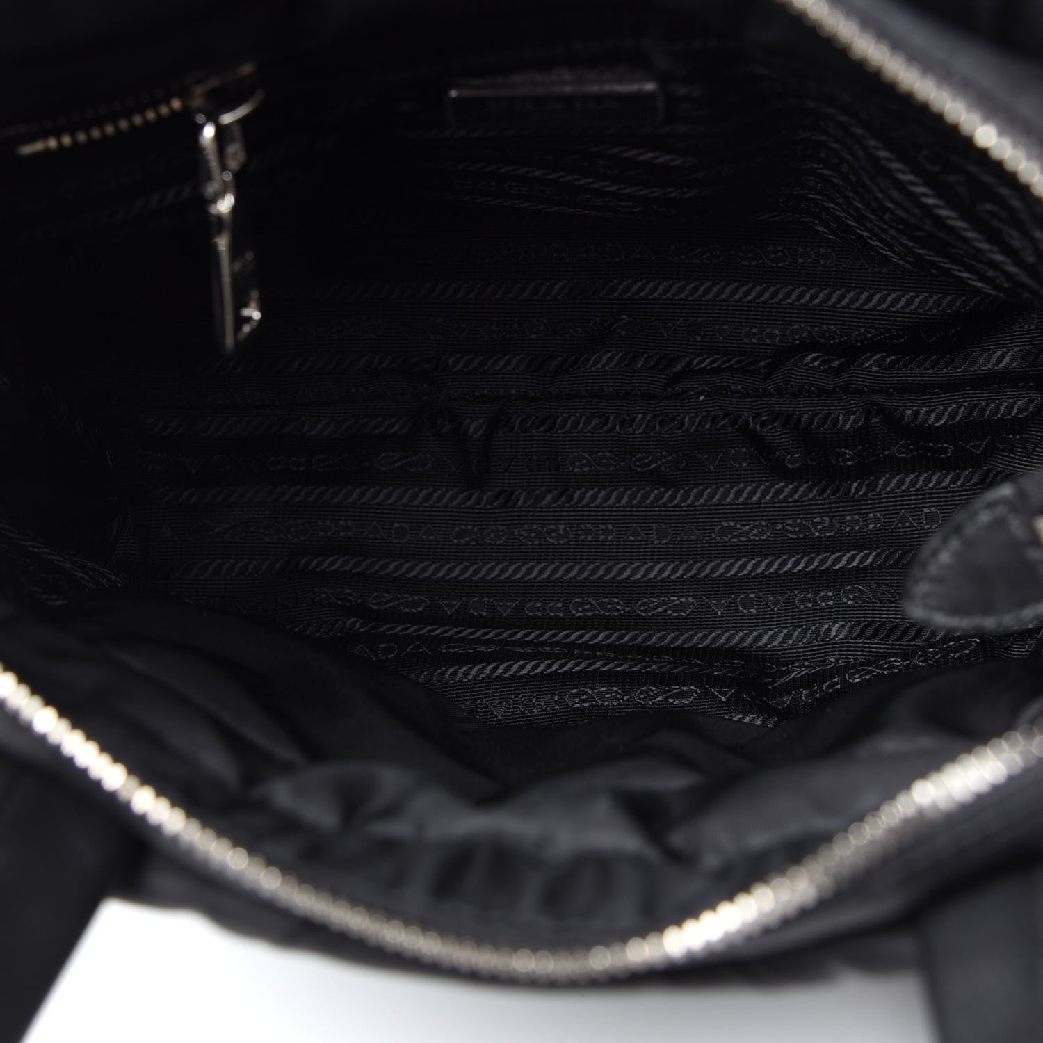 Prada Re-Nylon Nappa Triangle Quilted Padded Double Handled Zip Pocket Tote Black 5 of 11