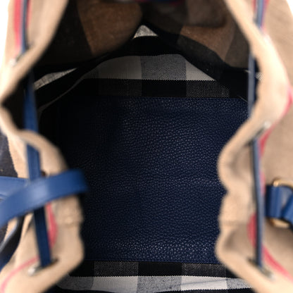 Burberry Grainy Calfskin House Check Canvas Heston Crossbody Blue 6 of 13