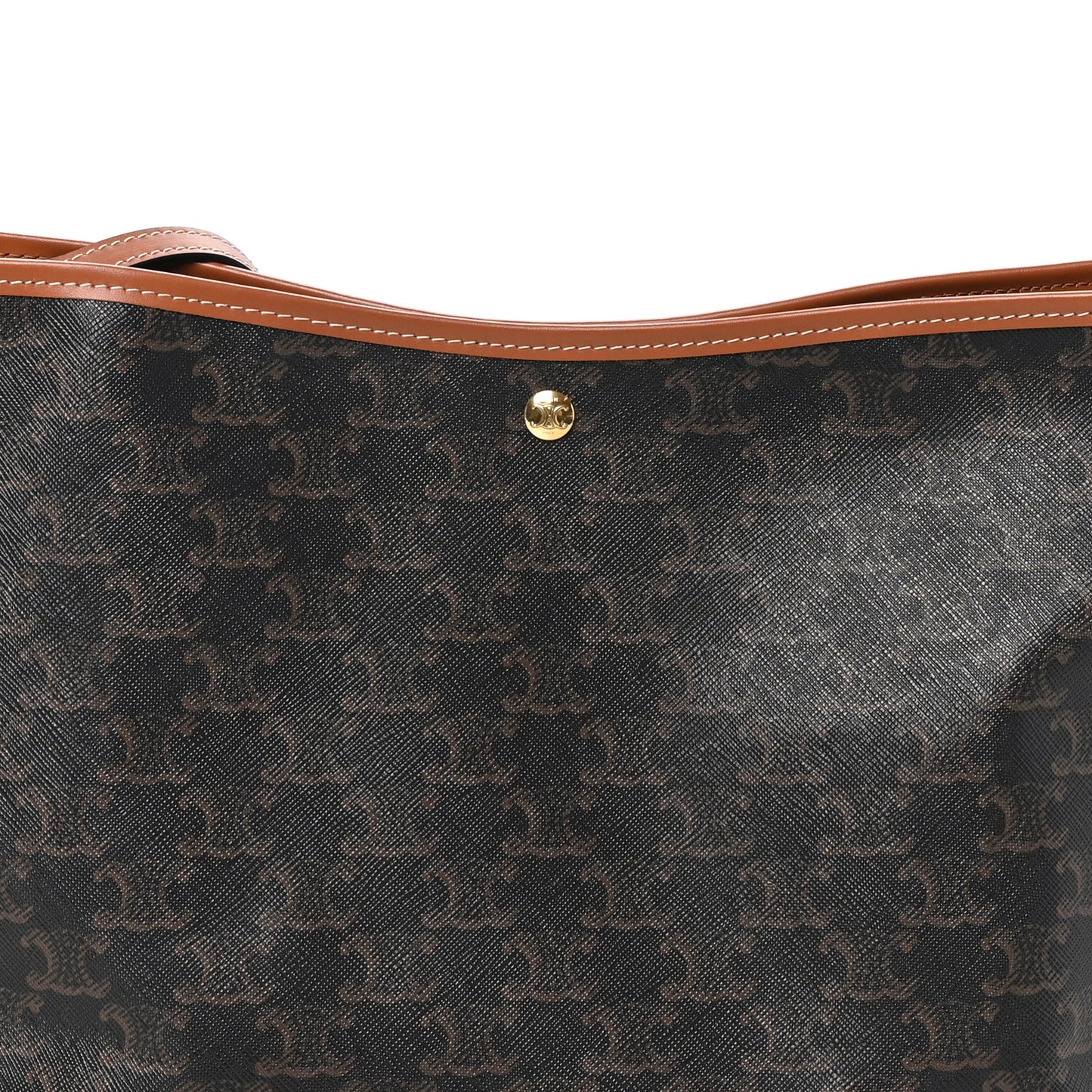 Triomphe Canvas Calfskin Shopper Tote Tan