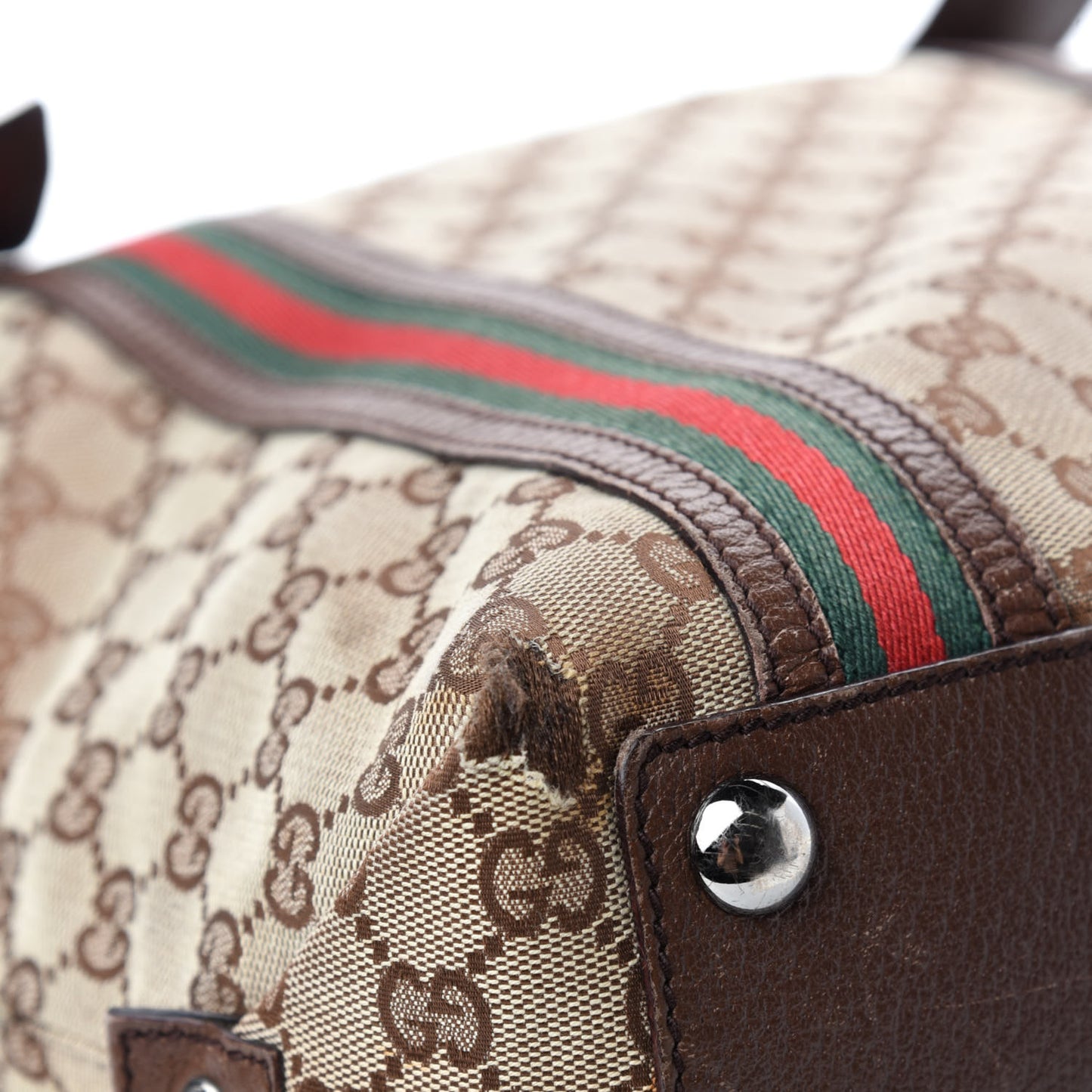 GG Monogram Medium Web Handle Vertical Tote Bag Dark Brown