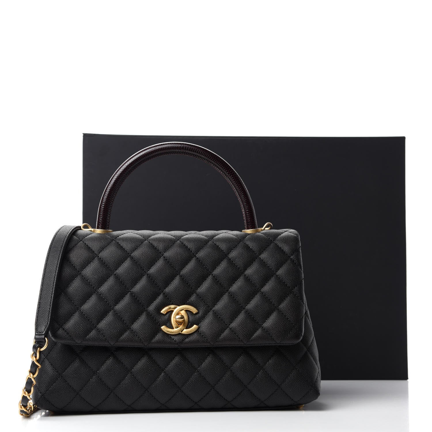 Chanel Caviar Lizard Embossed Quilted Small Coco Handle Flap Black 11 of 11