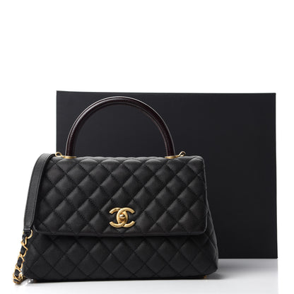 Chanel Caviar Lizard Embossed Quilted Small Coco Handle Flap Black 11 of 11