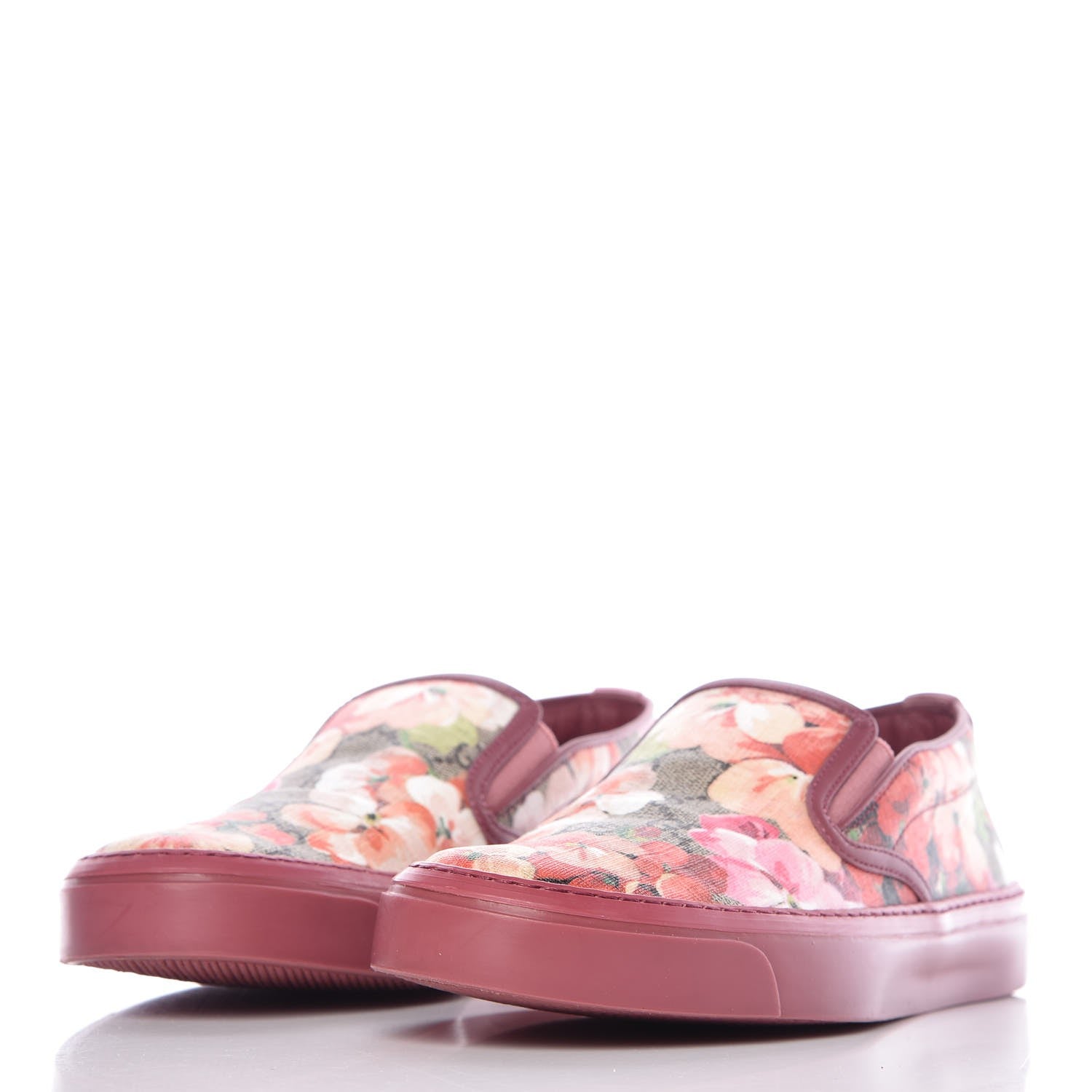 Gucci GG Supreme Monogram Blooms Womens Slip On Sneakers 37 Beige Multicolor Dry Rose 2 of 9