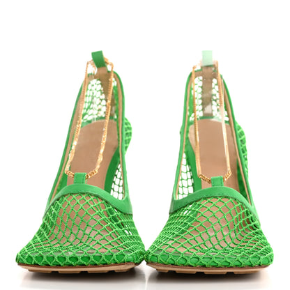 Bottega Veneta Mesh Nappa Stretch Ankle Tie 90mm Sandals 39 Grass 3 of 9