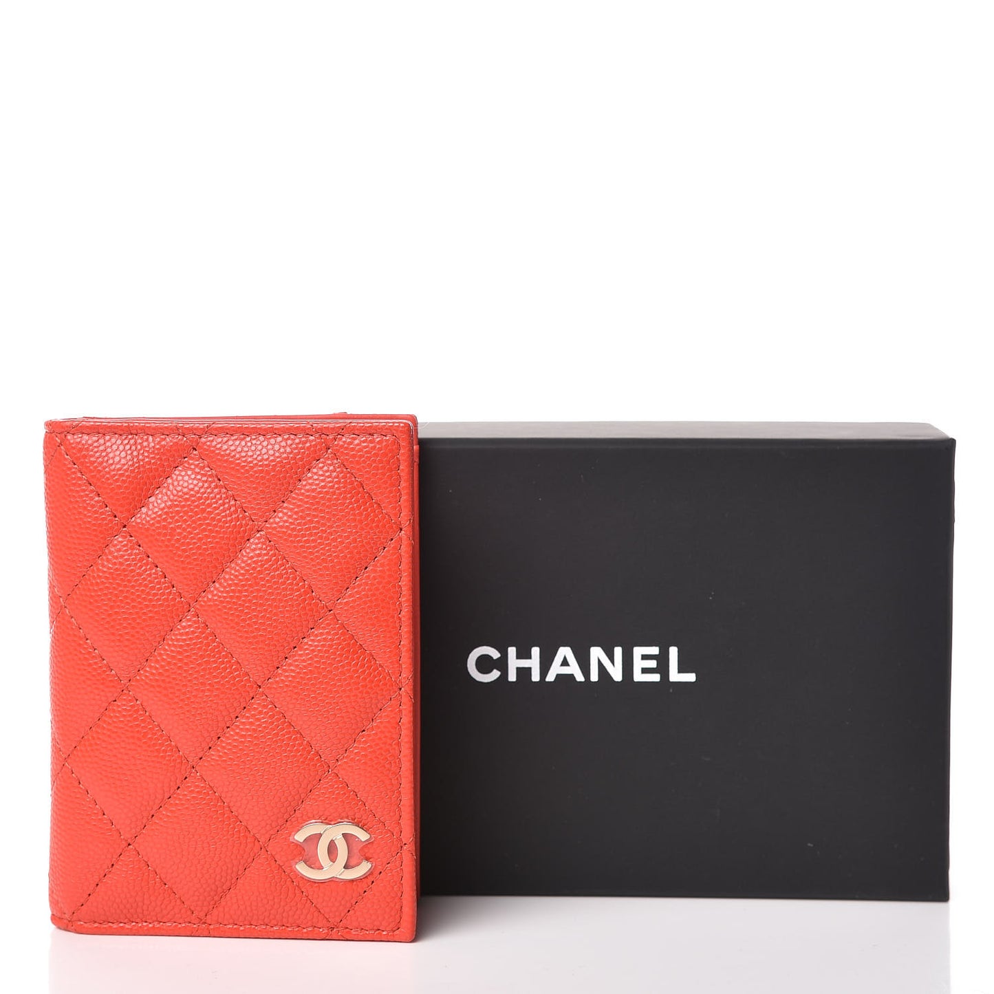 Caviar Quilted Card Holder Wallet Red