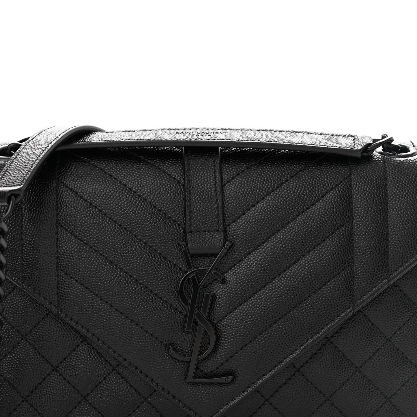 Grain De Poudre Textured Mixed Matelasse Triquilt Medium Monogram Monochrome Satchel Black