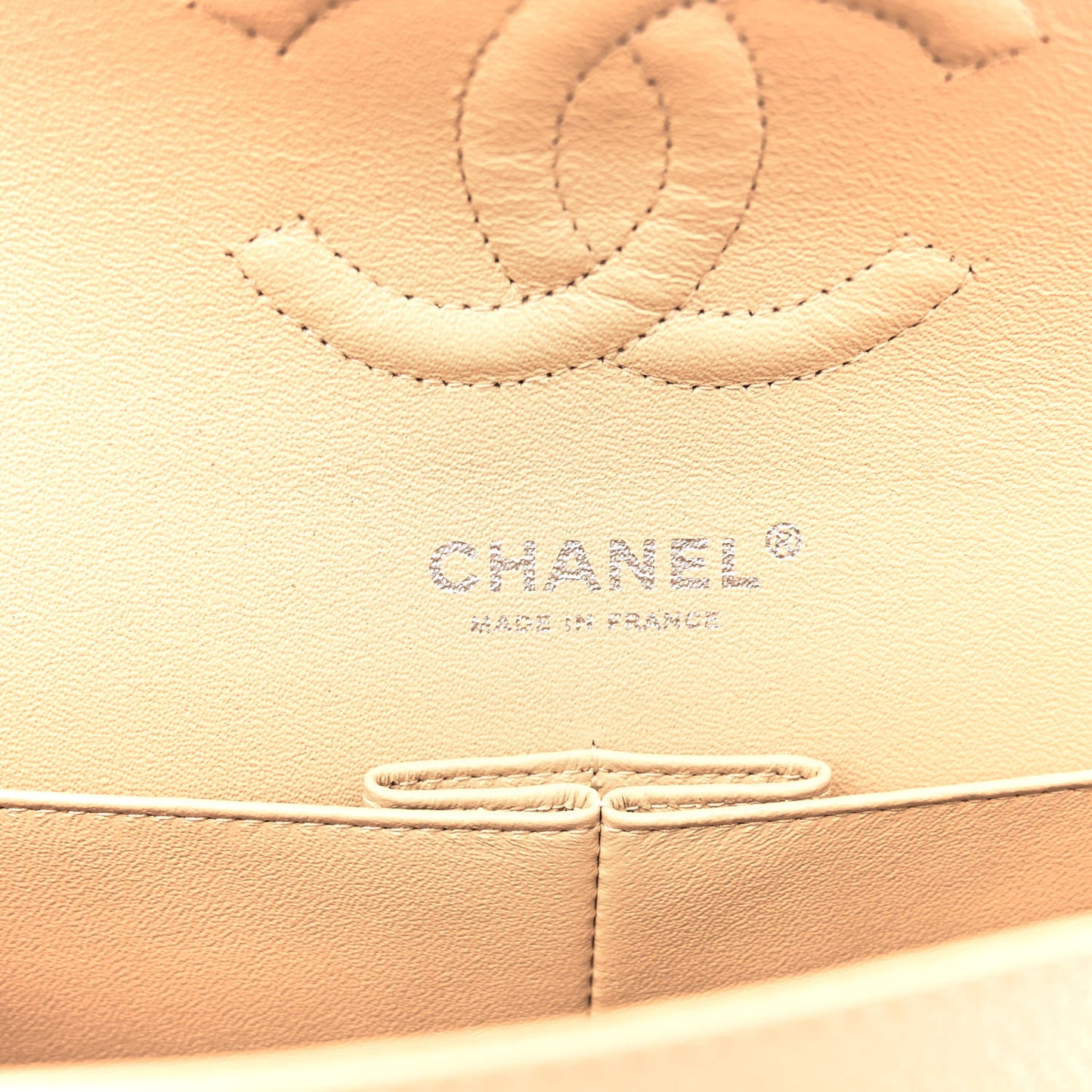 Caviar Quilted Medium Double Flap Beige