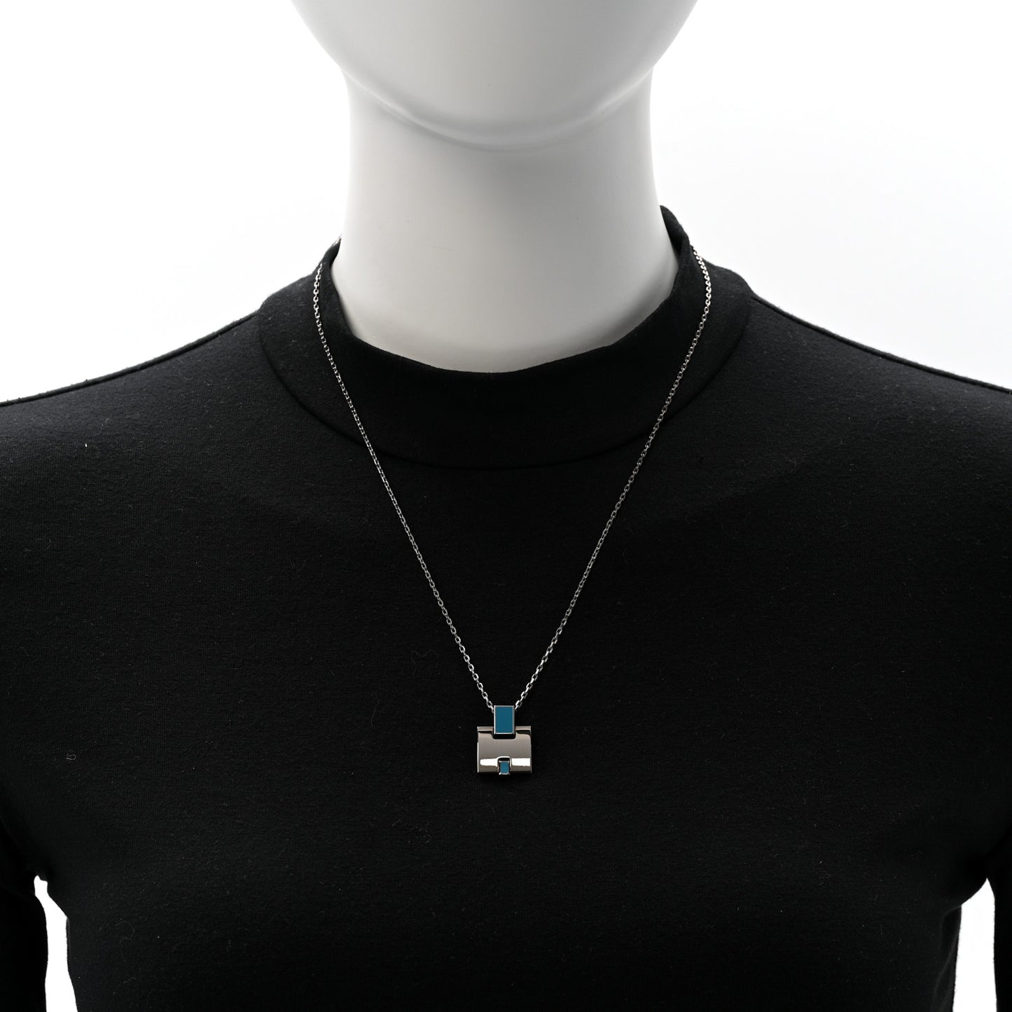 Palladium Lacquered Eileen Pendant Necklace Bleu Zanzibar