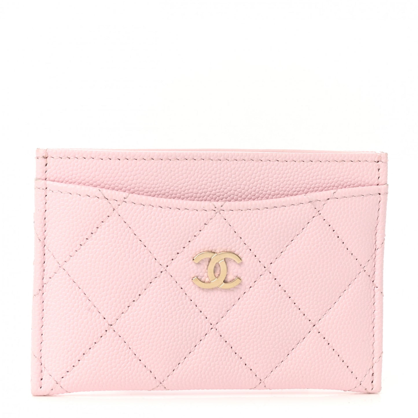 Caviar Quilted Card Holder Light Pink