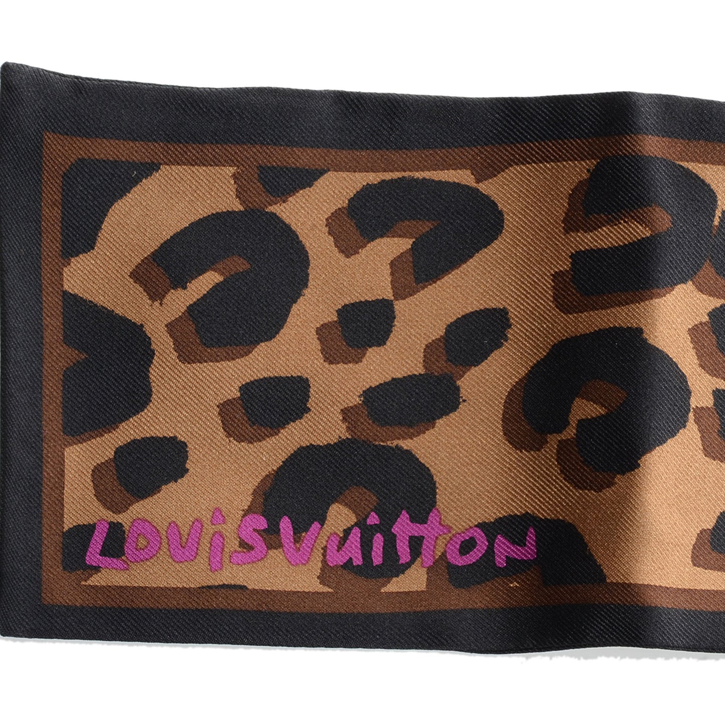 Silk Leopard Bandeau Scarf Marron