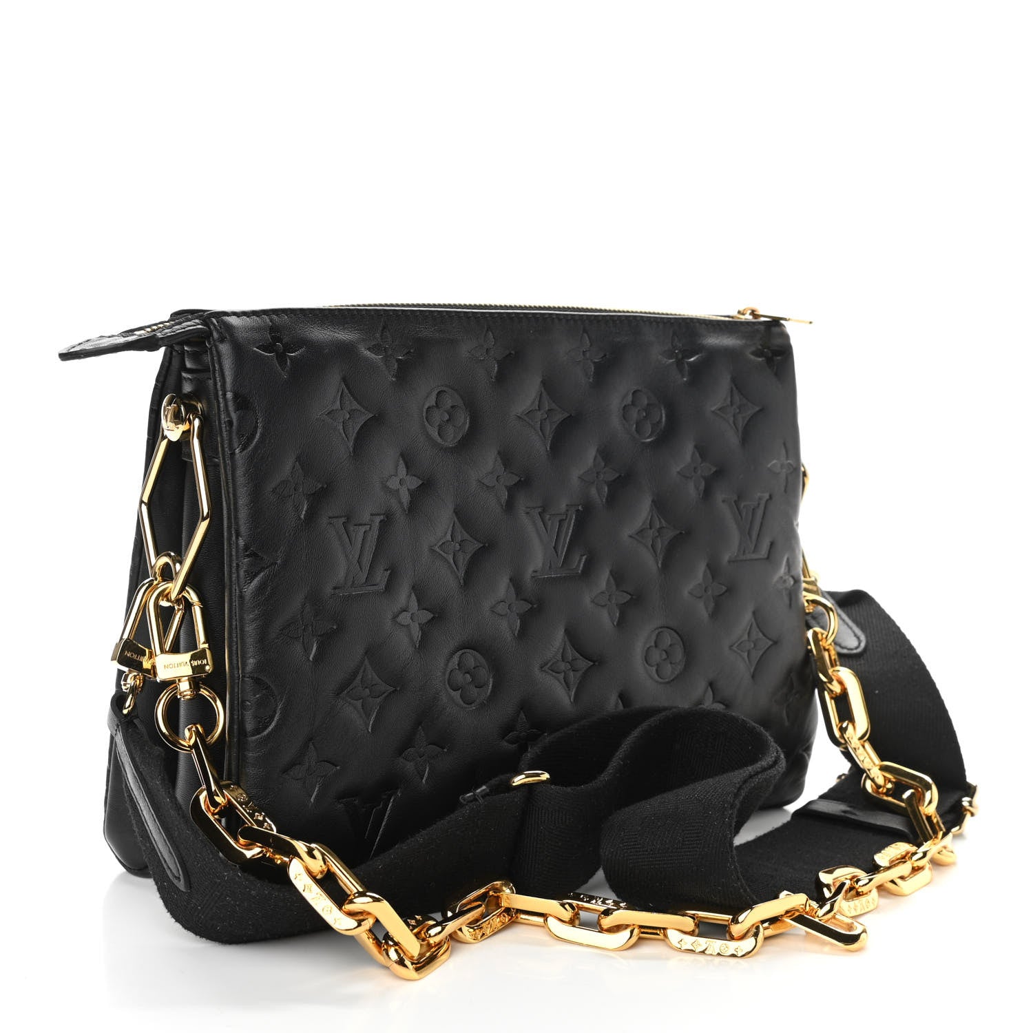 Louis Vuitton Lambskin Embossed Monogram Coussin PM Black 3 of 9