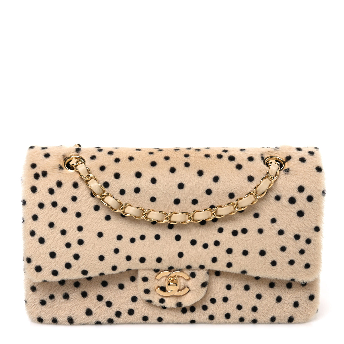 Chanel Pony Hair Cheetah Printed Creative Fabrics Flap Light Beige Black 1 of 11