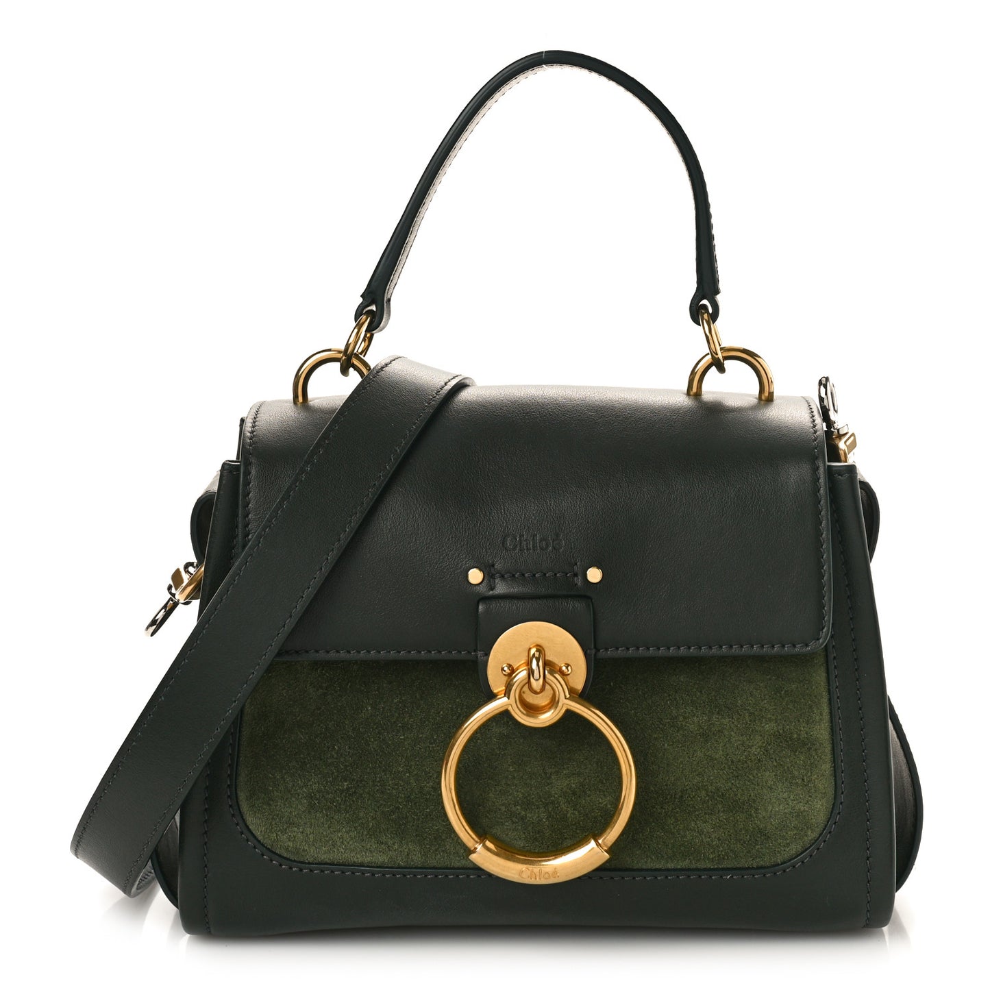 Calfskin Suede Mini Tess Day Bag Black Olive