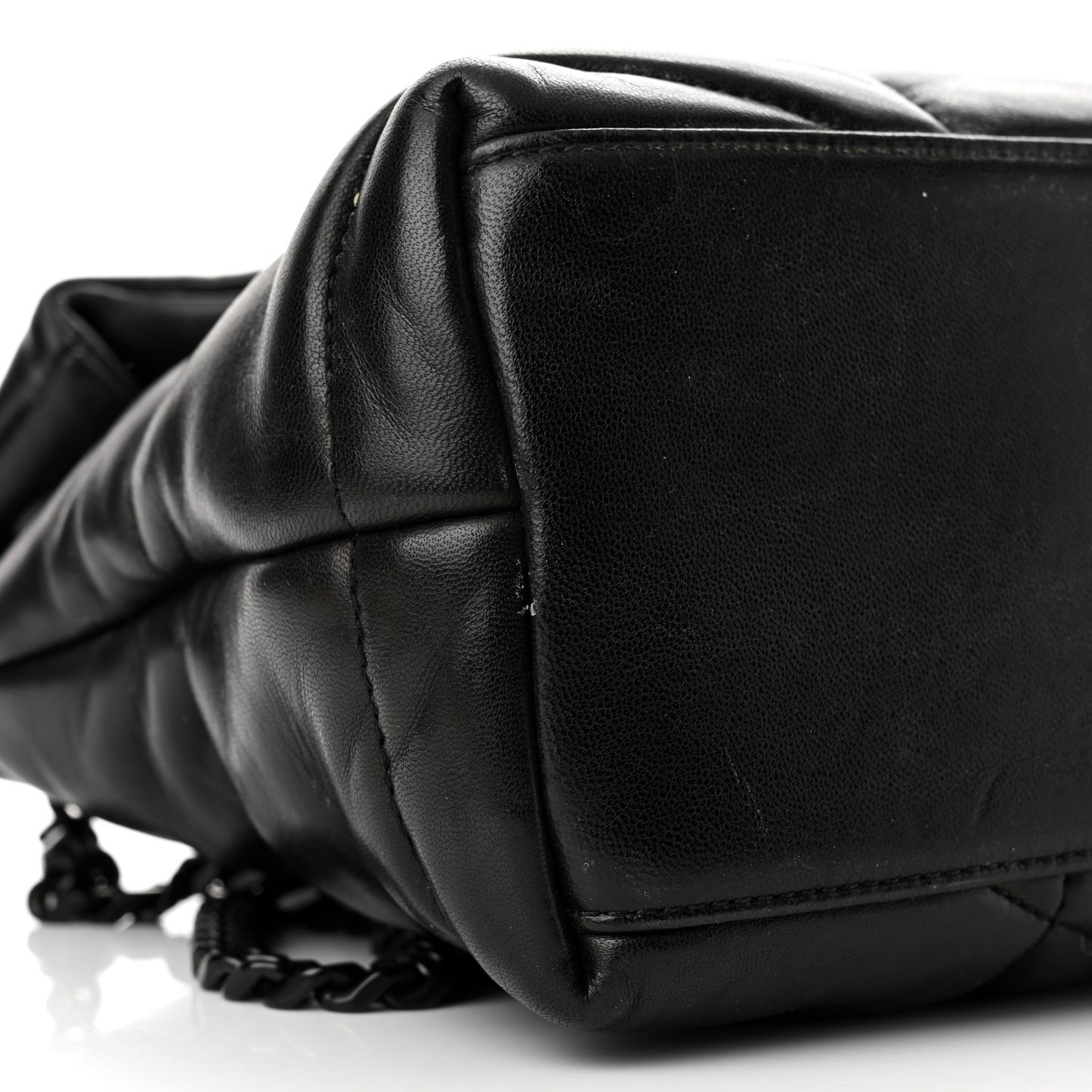 Lambskin Quilted Small Loulou Puffer Monogram Chain Satchel Black