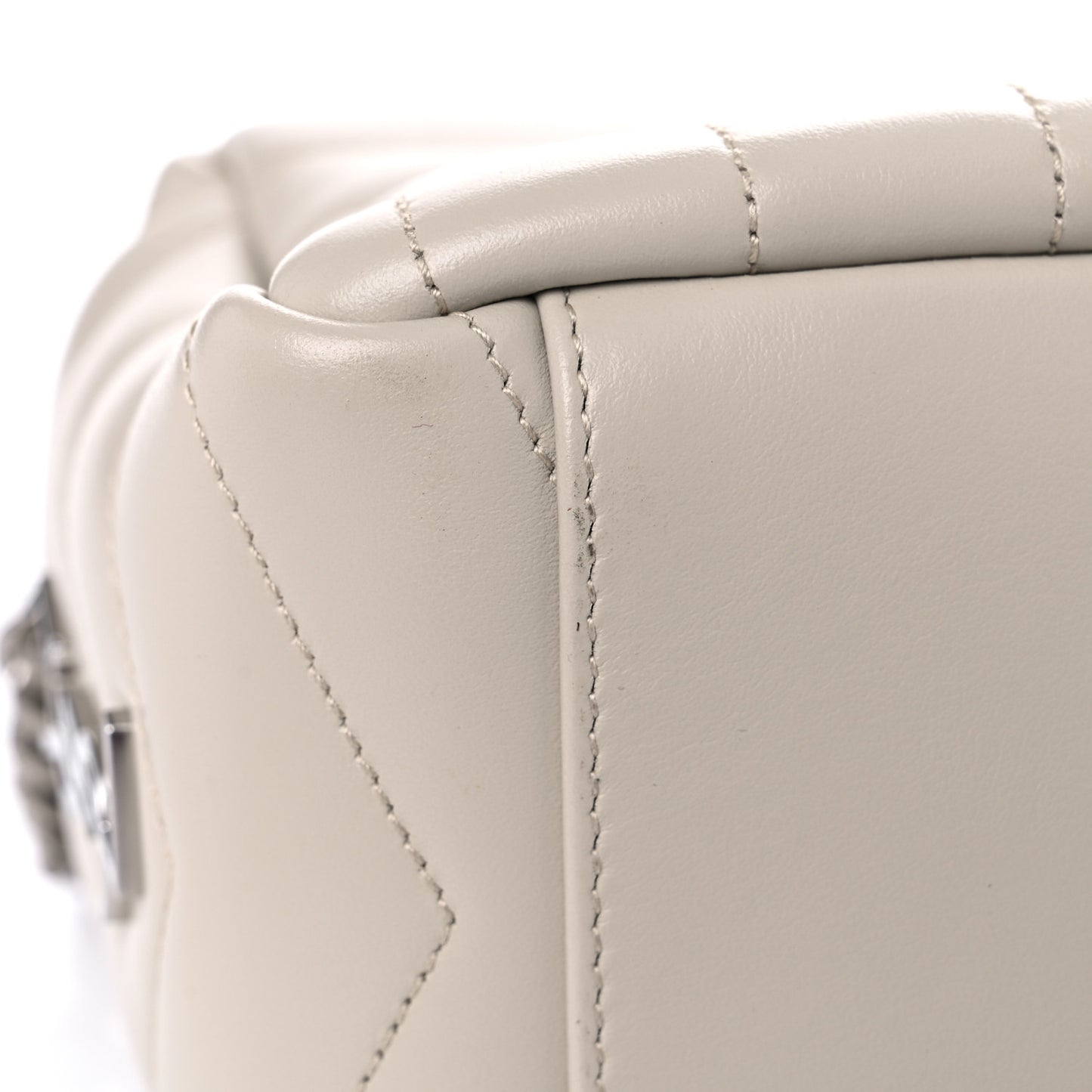 Calfskin Y Quilted Monogram Small Loulou Bowling Bag Ivory