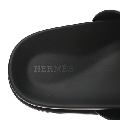 Hermes Mini Stud Calfskin Womens Chypre Sandals 37.5 Black 7 of 9