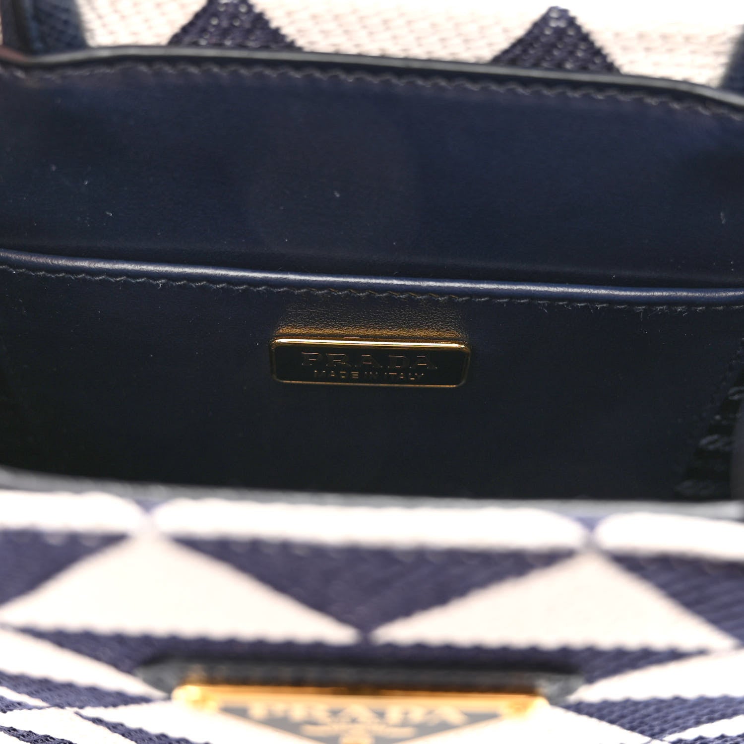 Prada Jacquard Saffiano Triangolo Symbole Embroidered Micro Tote Baltico Talco 6 of 10