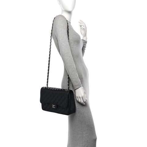 Caviar Quilted Jumbo Double Flap Black