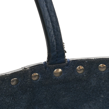 Valentino Garavani Grained Calfskin Small Rockstud Shoulder Tote Marine 10 of 16