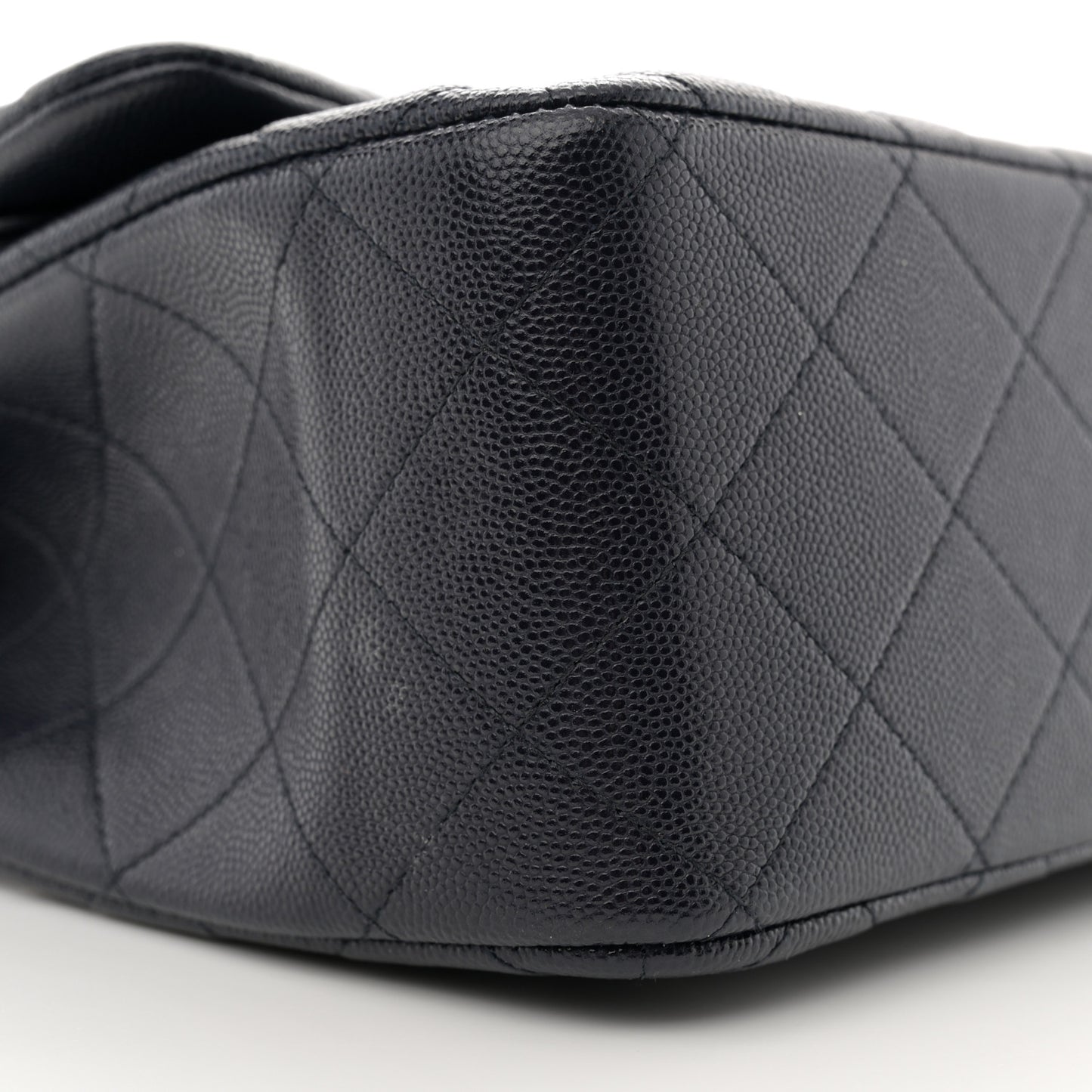Caviar Quilted Jumbo Double Flap Navy Blue