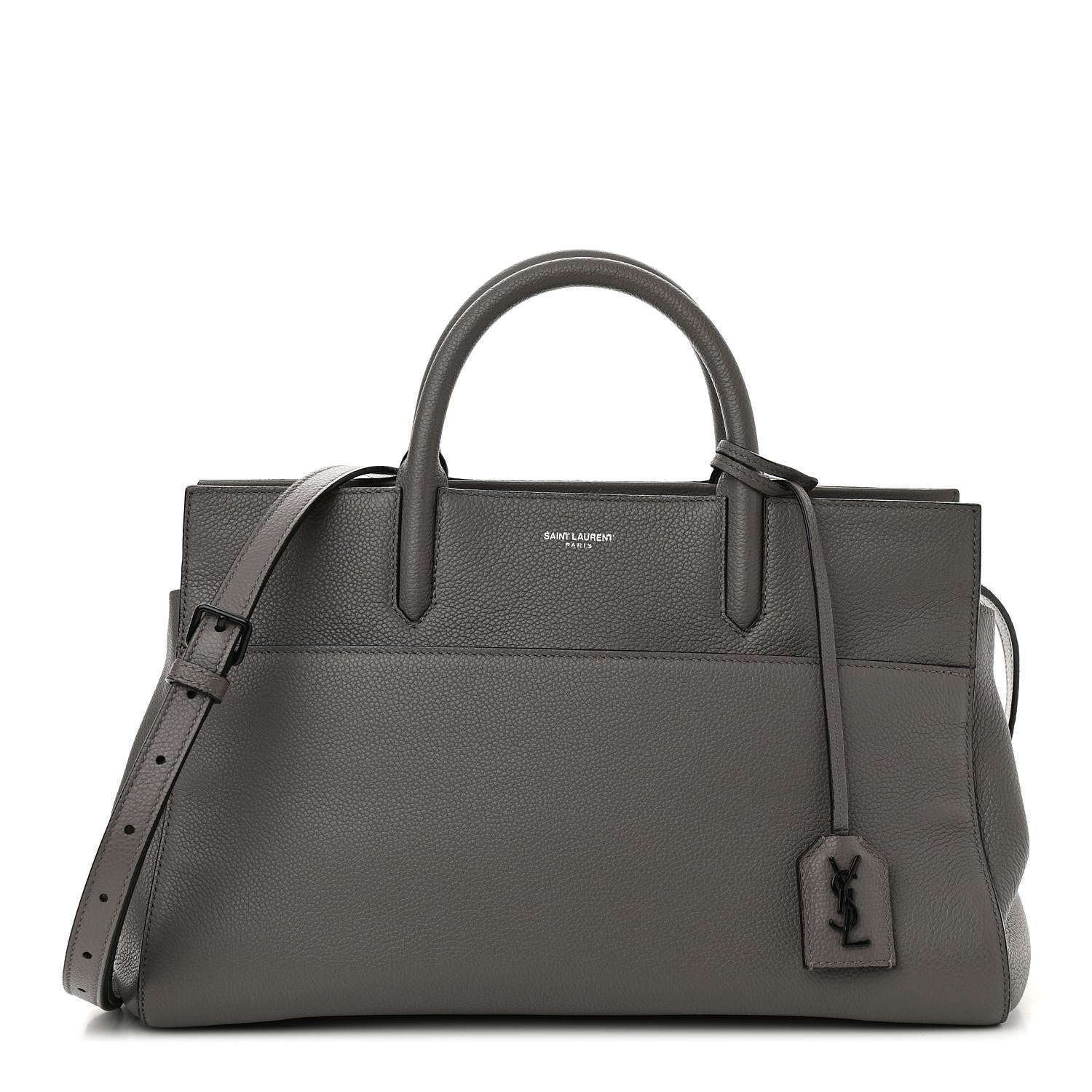 Saint Laurent Grained Calfskin Small Cabas Rive Gauche Fog 1 of 10