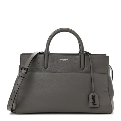 Saint Laurent Grained Calfskin Small Cabas Rive Gauche Fog 1 of 10