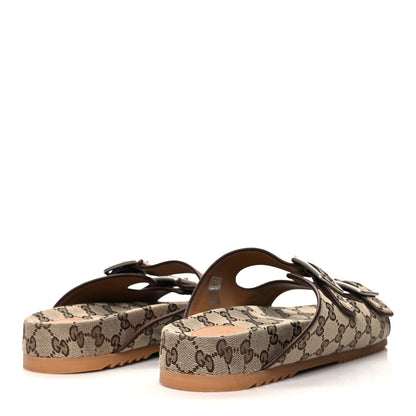 Gucci GG Monogram Lavaredo Eco Fabric Mens Slide Sandals With Straps 10 Beige Ebony Light Brown 4 of 8
