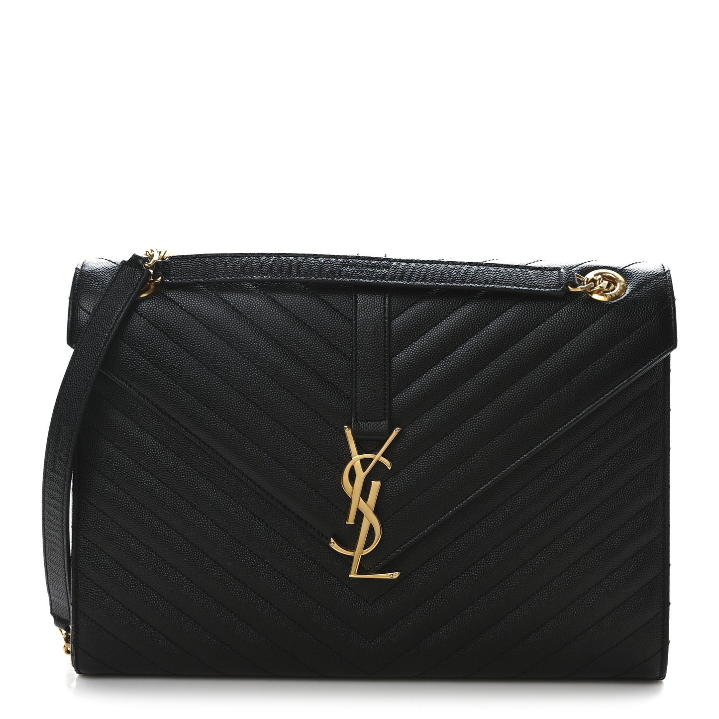 Grain De Poudre Matelasse Chevron Large Monogram Satchel Black