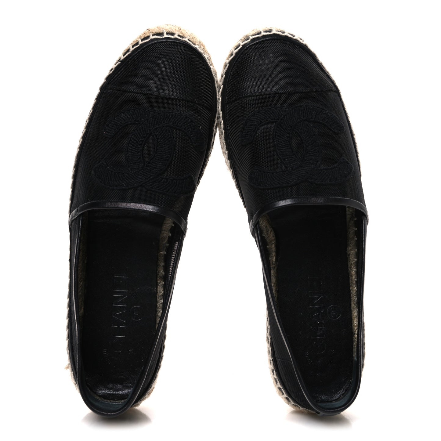 Mesh Grosgrain CC Espadrilles 38 Black