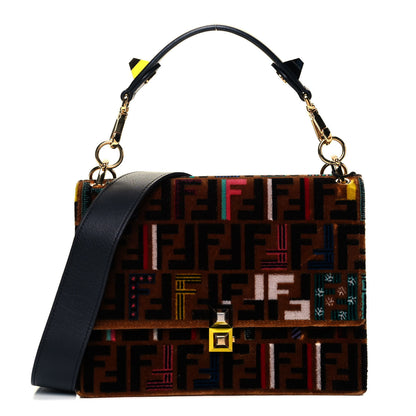 Fendi Velvet Vitello Dolce Fun Fair Kan I Shoulder Bag Tobacco Multicolor Black 1 of 16