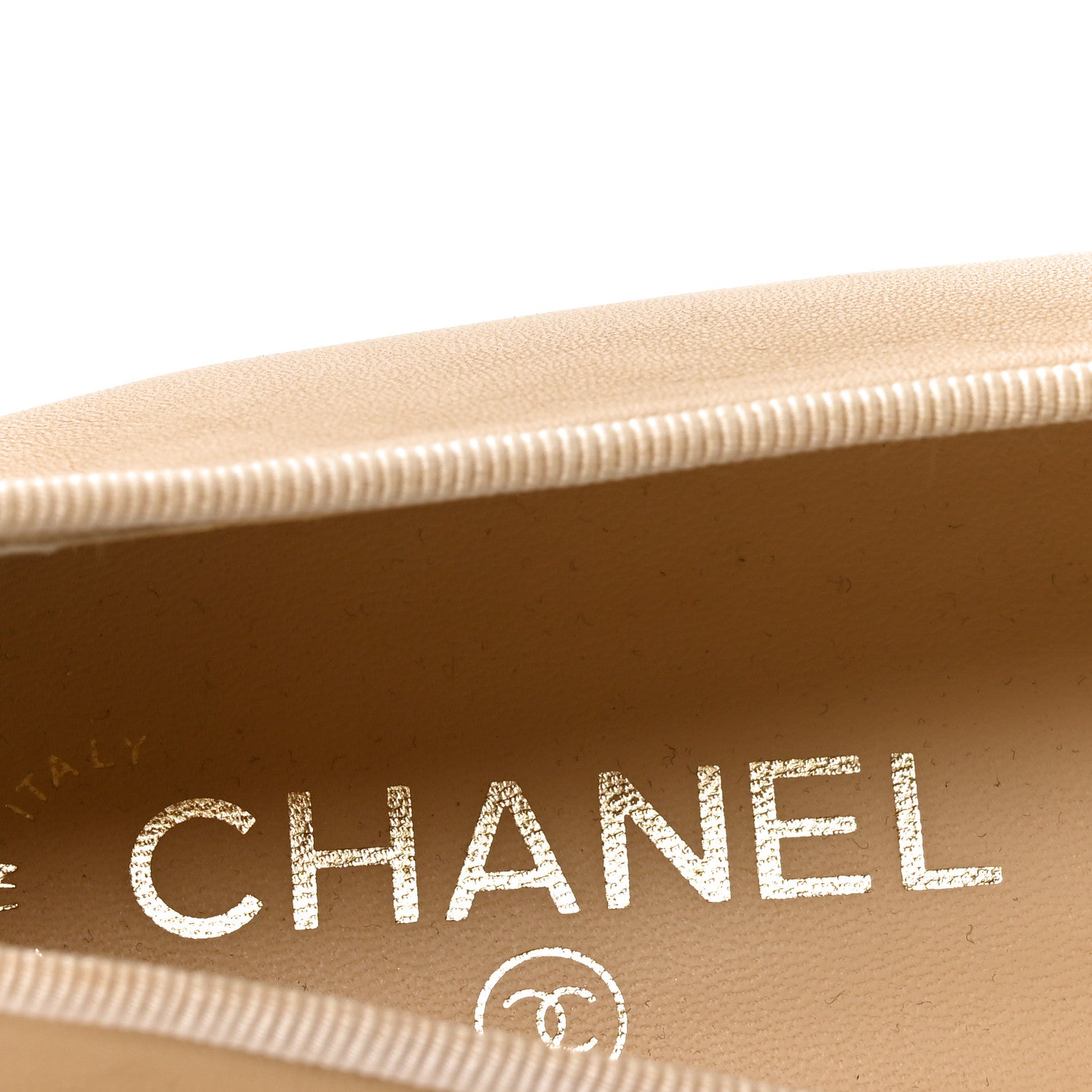 Chanel Lambskin Cap Toe CC Ballerina Flats 37.5 Beige Black 7 of 8