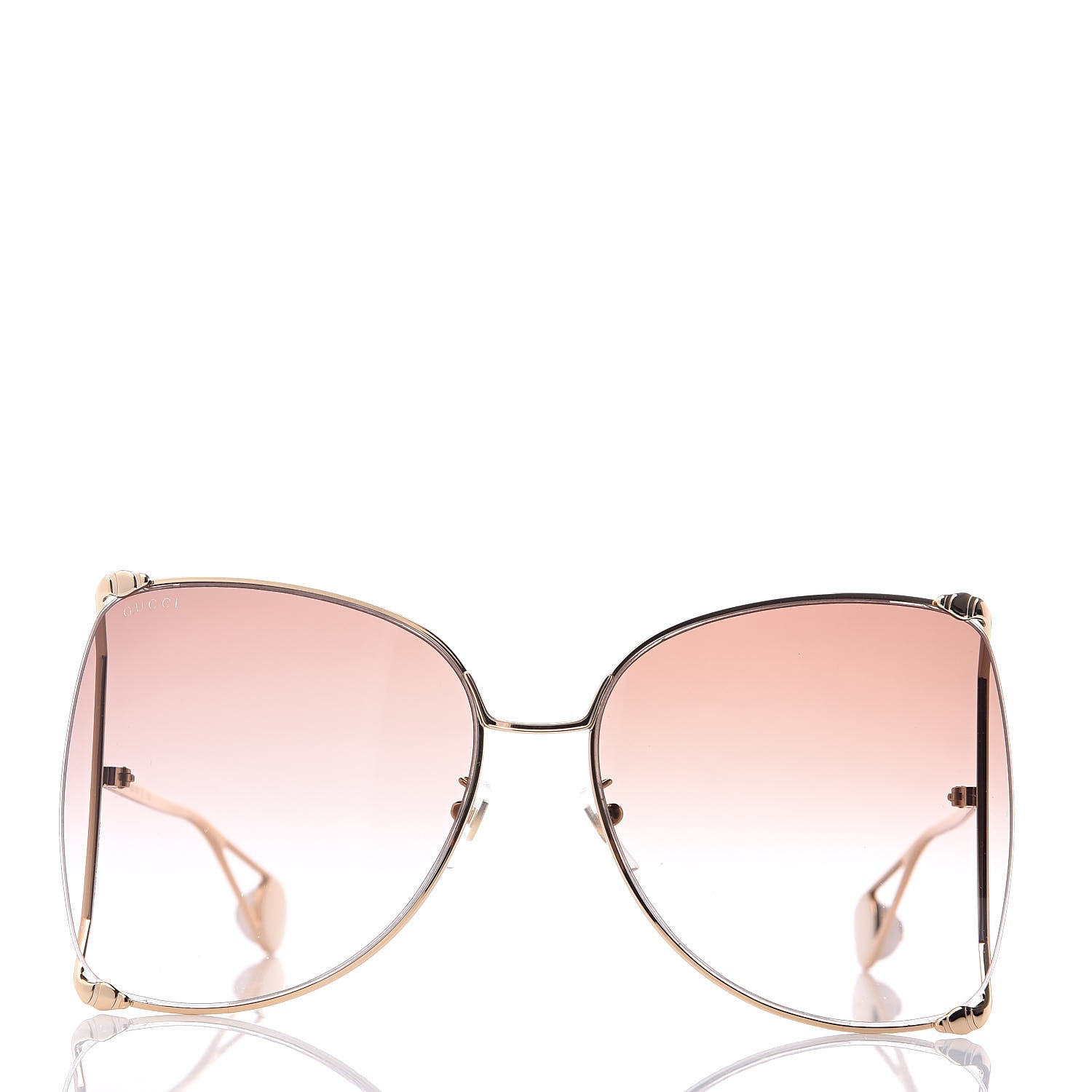 Gucci Oversized Round Sunglasses GG0252S Gold Brown 3 of 7