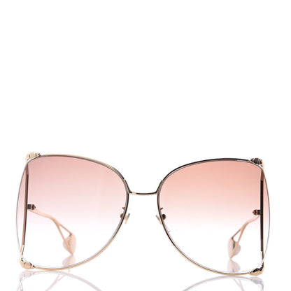 Gucci Oversized Round Sunglasses GG0252S Gold Brown 3 of 7