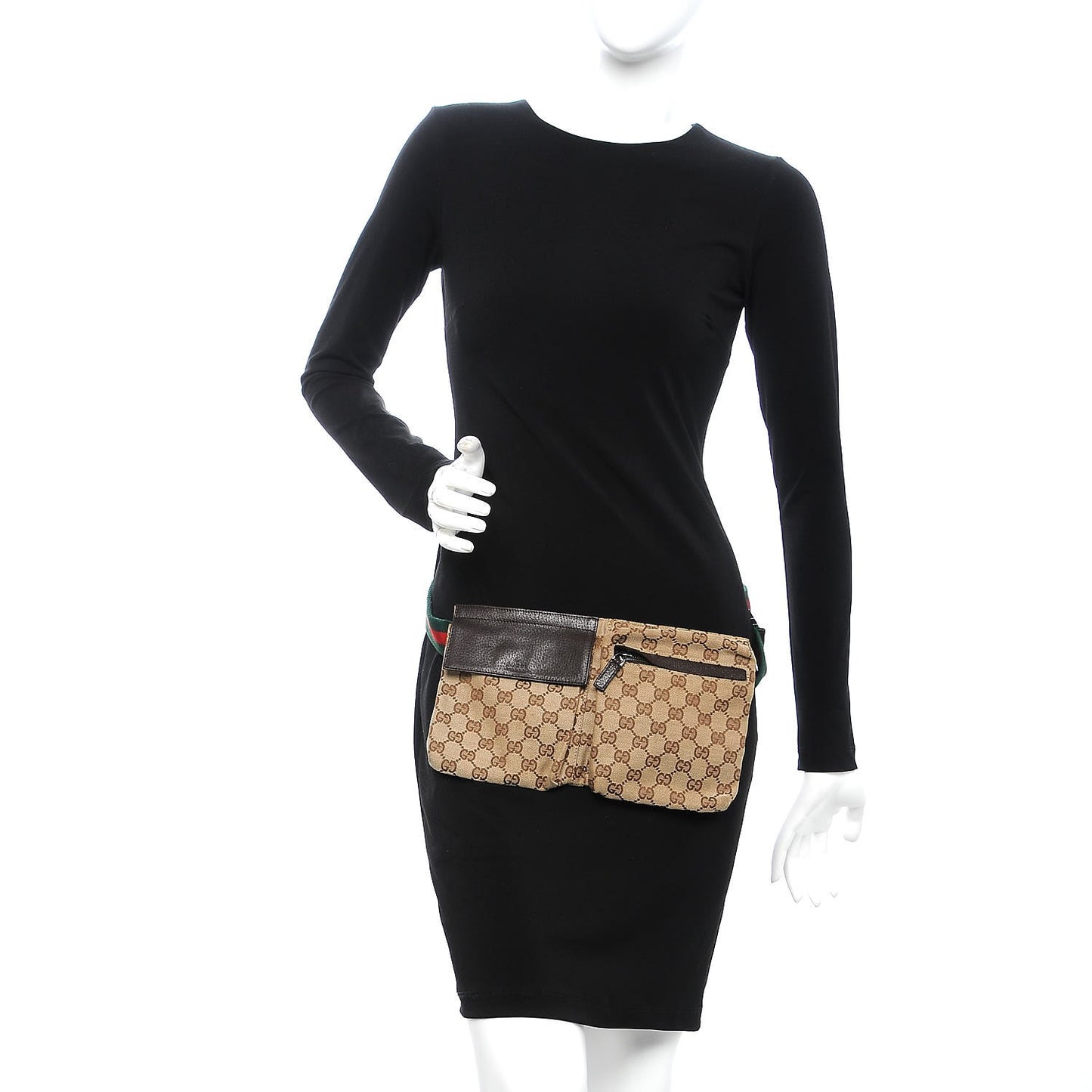 Monogram Web Belt Bag Dark Brown