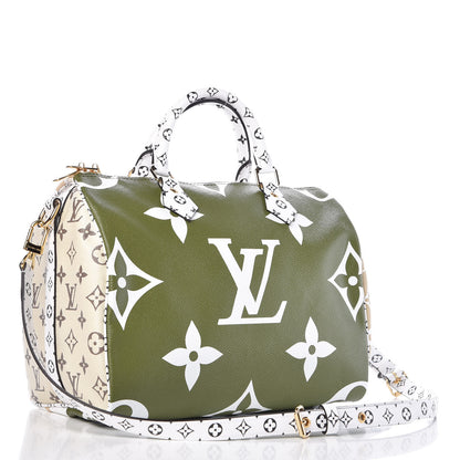 Louis Vuitton Monogram Giant Speedy Bandouliere 30 Kaki Beige 4 of 10