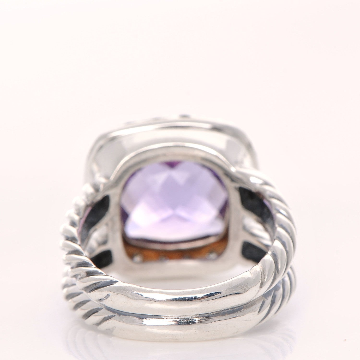 David Yurman Sterling Silver Diamond Amethyst 11mm Albion Ring 51.5 6 4 of 6