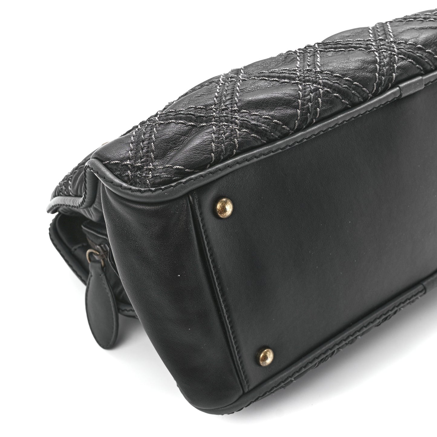 Calfskin Quilted Stitch Triptych Tote Black