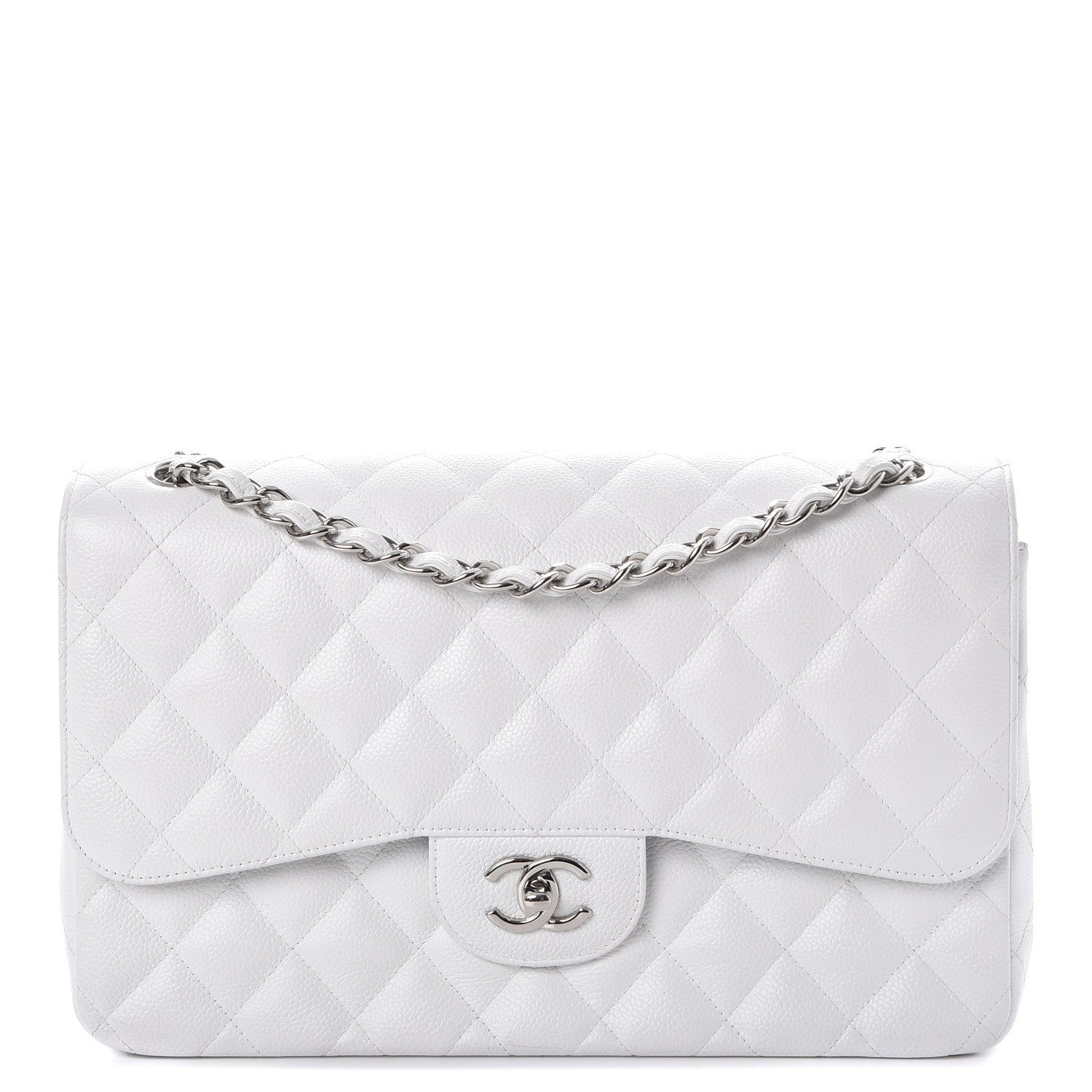 Chanel Caviar Quilted Jumbo Double Flap White 1 of 11