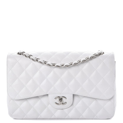 Chanel Caviar Quilted Jumbo Double Flap White 1 of 11
