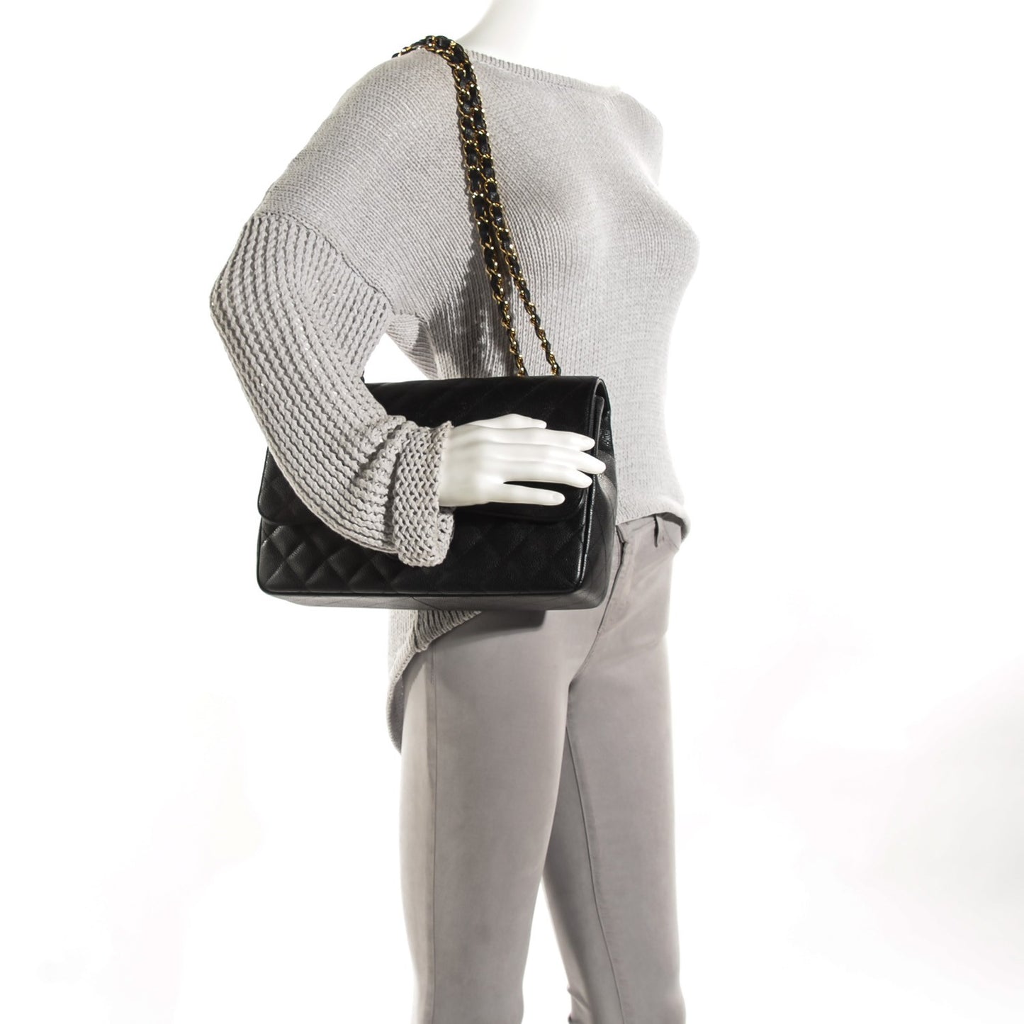 Caviar Quilted Jumbo Single Flap Black