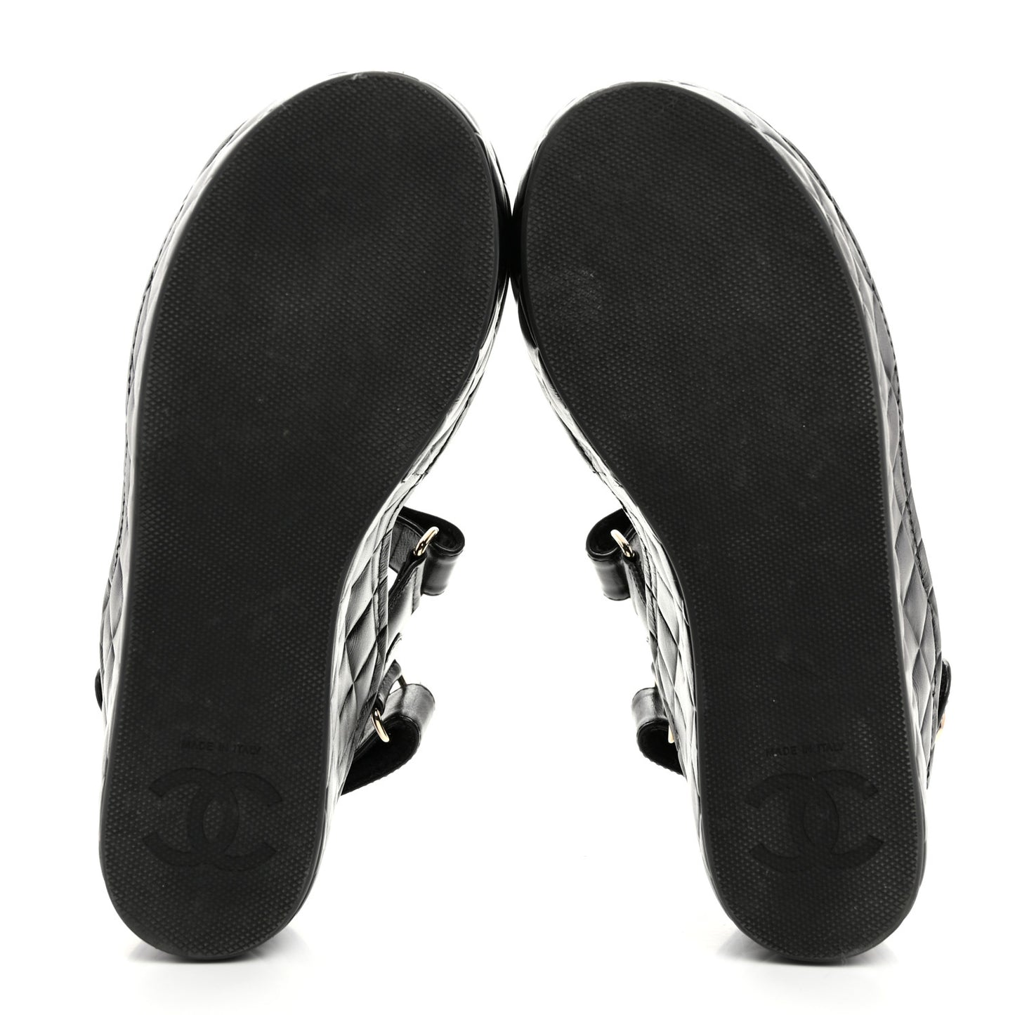 Shiny Calfskin Logo Platform Sandals 36 Black