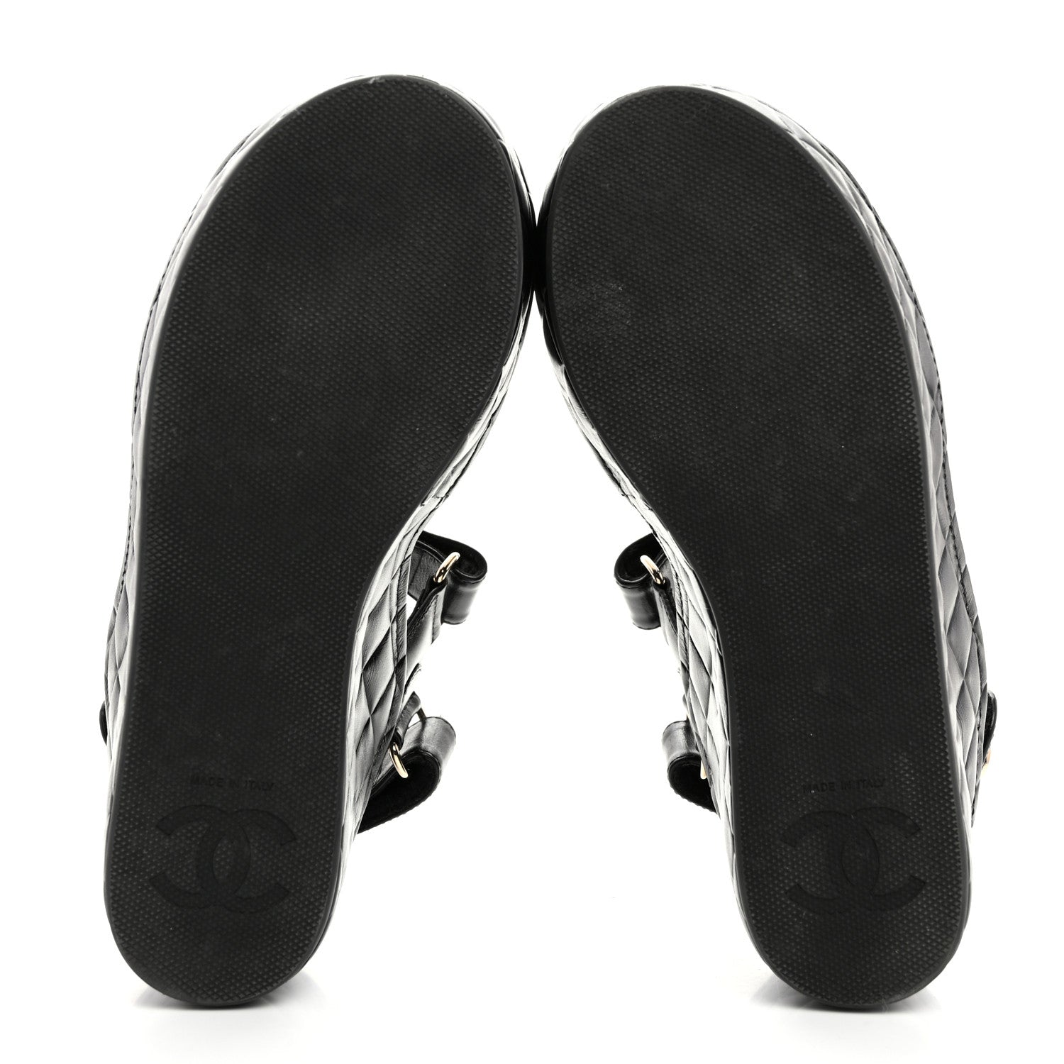 Chanel Shiny Calfskin Logo Platform Sandals 36 Black 5 of 9