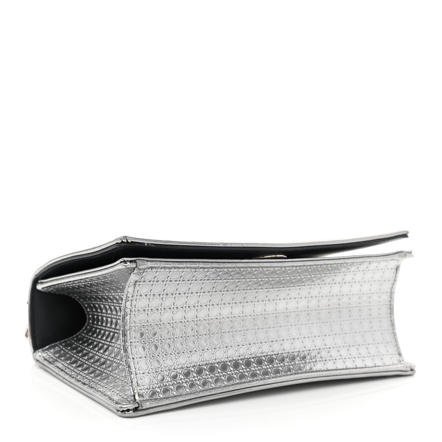 Christian Dior Metallic Patent Micro-Cannage Small Diorama Flap Bag Silver 3 of 9