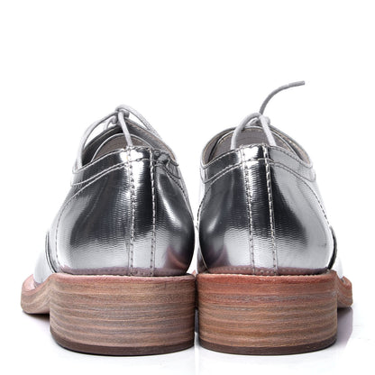 Chanel Metallic Fantasy Calfskin PVC Lace Up Loafers 40 Silver 4 of 6