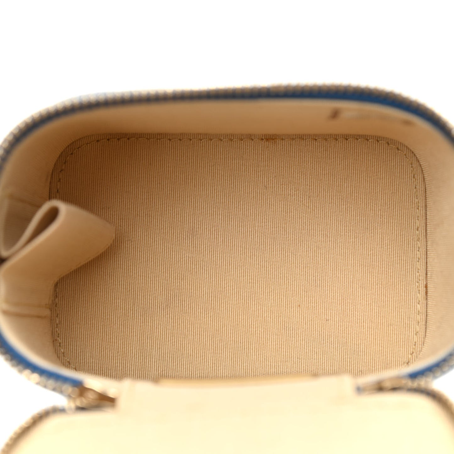 Lambskin Quilted Pearl Crush Mini Vanity Case With Chain Navy Blue